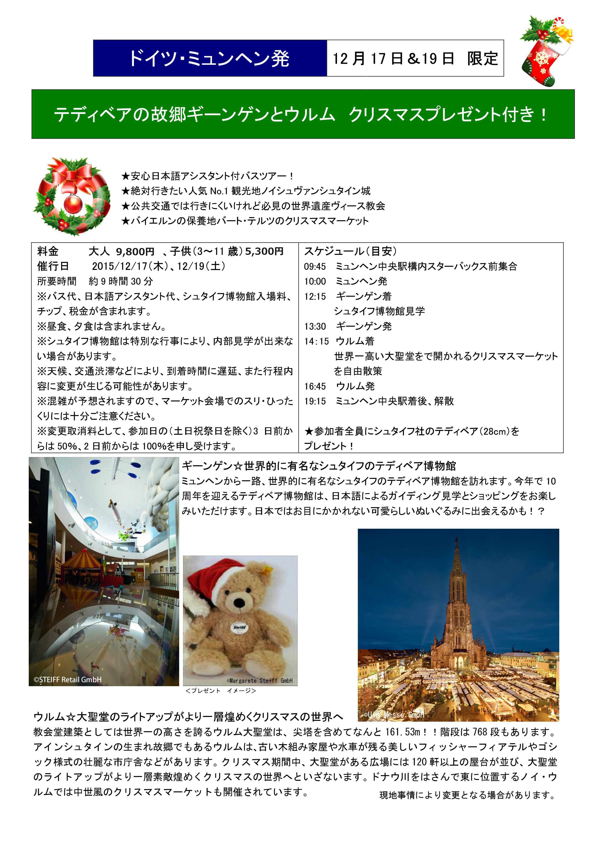 ミュンヘン発クリスマスバスオプショナルツアー 日本申込 海外旅行 海外ツアーは日本旅行