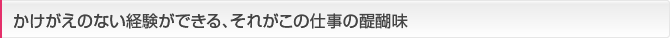 かけがえのない経験ができる、それがこの仕事の醍醐味